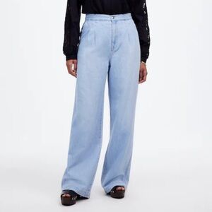 NEW MADEWELL The Curvy Harlow Wide-Leg Denim Trouser Airy Denim Edition Size 28